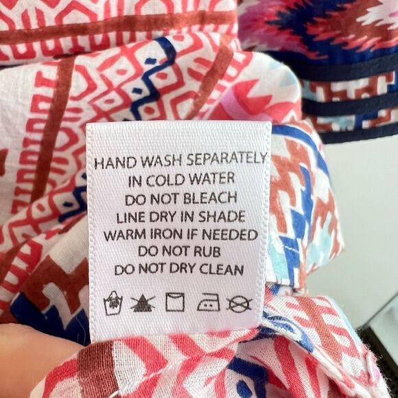 Roberta Roller Rabbit Aztec Multicolored Print Tunic Blouse Top Women’s Large - Picture 8 of 9